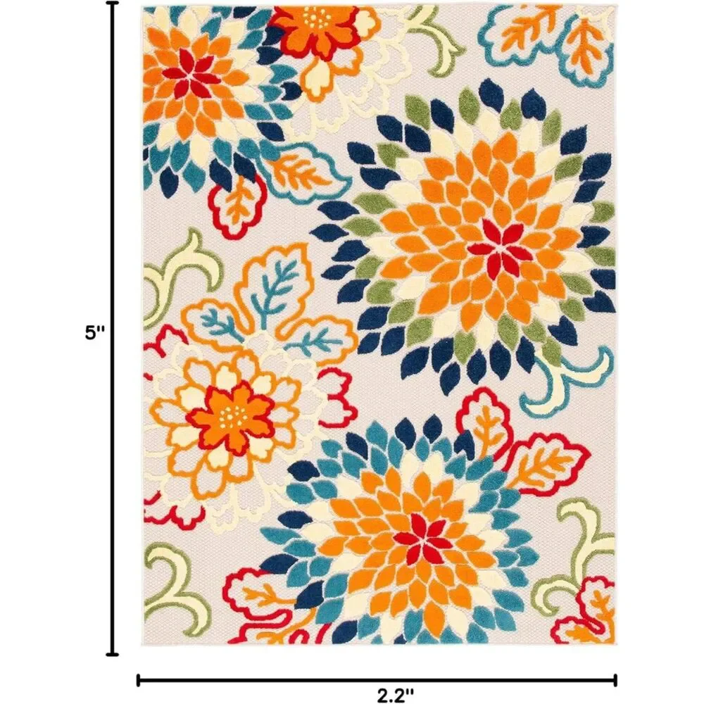 Brand New SAFAVIEH Cabana Collection Ivory/Orange Washable Outdoor Rug 2′2″ × 5′